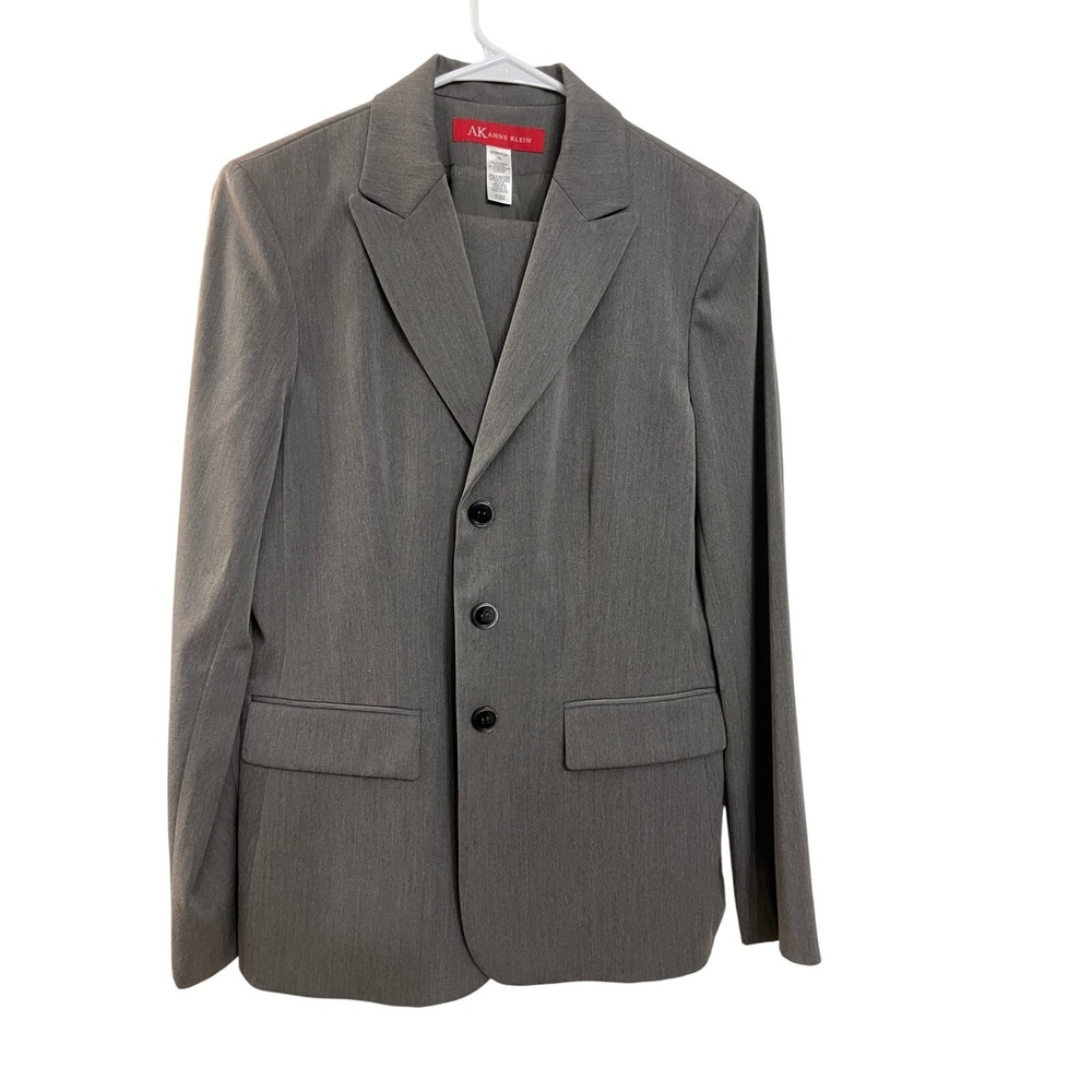 Anne‎ Klein Women's Grey Stretch Suit Skirt and Blazer Set Size 10